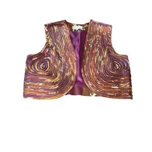 Vintage Helene Designer Sportswear Colorful Swirl Patterned Vest Size XL